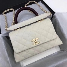 Chanel Classic Top Handle Bag White Cannage Pattern A92290 Wine JK5377Av26