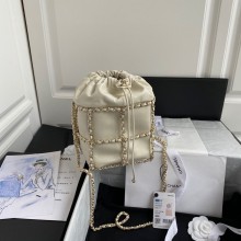 Chanel Drawstring Bag Lambskin & Gold Metal AS2314 AS2313 White JK3199wv88