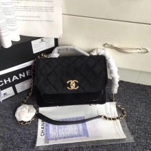 Chanel flap bag Calfskin & Gold-Tone 69878 black suede JK4885SS41