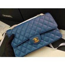 chanel flap bag Iridescent Grained Calfskin&Gold-Tone AS1112 blue JK3508qM91