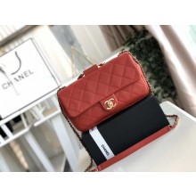 Chanel flap bag Lambskin & Gold Metal AS1358 red JK4351MB38