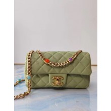 Chanel flap bag Lambskin Resin & Gold-Tone Metal AS2380 light green JK3534dw37