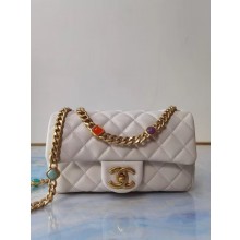 Chanel flap bag Lambskin Resin & Gold-Tone Metal AS2380 white JK3541MO84