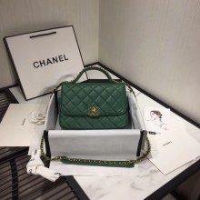 Chanel flap bag leather & Gold Metal AS0970 green JK4298nV16