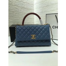 Chanel flap bag with Burgundy top handle A92991 Blue JK3757vK93