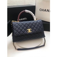 Chanel flap bag with Burgundy top handle A92991 dark Blue JK3755sY95