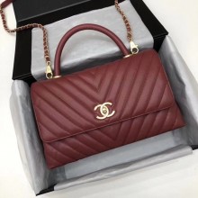 Chanel Flap Bag with Top Handle A92991 fuchsia JK5037rf73