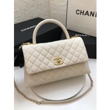 Chanel flap bag with top handle A92991 white JK3764UF26