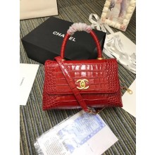 Chanel flap bag with top handle A93737 red JK4891nQ90