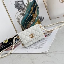 Chanel flap coin purse with chain 81085 white JK3281KX22