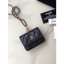 Chanel flap coin purse with chain AP2119 black JK3302fr81