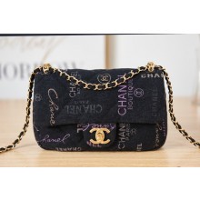 Chanel Flap denim Shoulder Bag AS3134 black JK2680Tk78