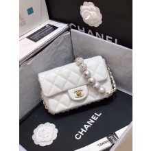 Chanel flap Imitation Pearls bag AS1436 white JK4209wn15