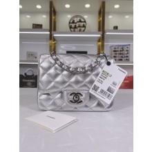 Chanel Flap Lambskin Shoulder Bag A01115 silver JK2570gE29