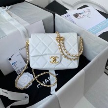 Chanel Flap Shoulder Bag Grained Calfskin AS2855 white JK2997aj95