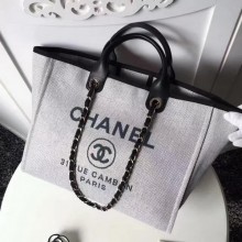 Chanel Large Canvas Tote Shopping Bag CHA1679 Grey JK23wn15