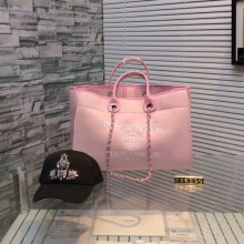 Chanel Large Canvas Tote Shopping Bag CNA1679 Light Pink JK5794Yr55