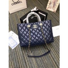 Chanel large shopping bag Aged Calfskin & Gold-Tone Metal A57974 blue JK4870Tk78