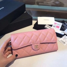 Chanel long flap wallet A80759 pink JK1267Gp37