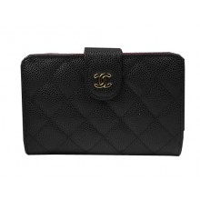 Chanel Matelasse Bi-Fold Wallet Black Original Cannage Pattern A48667 Gold JK1489fc78