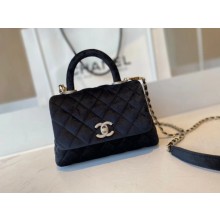 Chanel mini flap bag with top handle AS2215 black JK3685ta99