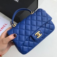 CHANEL mini flap bag with top handle AS2431 blue JK3276Yo25