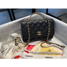 Chanel mini Shoulder Bag Grained Calfskin&Gold-Tone Metal AP2804 black JK2544Yf79