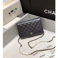 Chanel mini wallet on chain Gold-Tone Metal A84277 black JK3579xh67