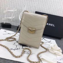 Chanel Original Clutch with Chain A81226 Calfskin & Gold-Tone Metal A81226 off-white JK4959Il41