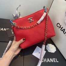 Chanel Small Calfskin hobo bag AS1461 red JK4121oK58