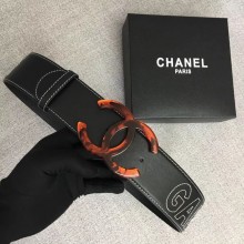 Chanel Wide leather belt with 53 mm CC4268 black JK654pk20