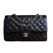 Copy Chanel 2.55 Series Bag Original Black Sheepskin CHA1112 Silver JK1018Zn71