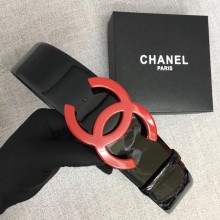 Fake 1:1 Chanel Wide leather belt with 53 mm CC4271 black JK649YK70