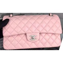 Fake Chanel 2.55 Series Flap Bag Pink Sheepskin Leather A06375 Silver JK657QF99