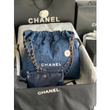 Fake CHANEL 22 HANDBAG Denim AS3261 blue&white JK2276Lh27