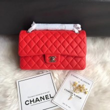 Fake Chanel Flap Shoulder Bag Original Deer leather A1112 red silver chain JK5083pE71