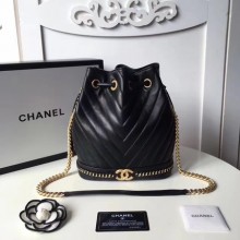 Fake Chanel Hobo Bag Original Sheepskin Leather A94889 Black JK5813pE71