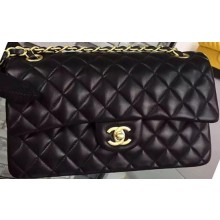 Fake Cheap Chanel 2.55 Series Flap Bag Black Sheepskin Leather A06375 Gold JK656Kt89