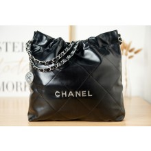 Imitation CHANEL 22 HANDBAG Calfskin & Silver-Tone Metal AS3261 Black JK2305Ug88