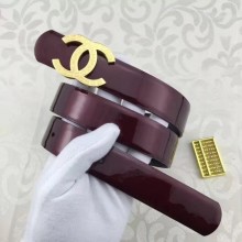 Imitation Chanel 30mm Patent Leather Belt CH5231 Wine JK675Fo38