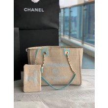 Imitation Chanel Canvas Shopping Bag 67001 Beige&sky blue JK2282zn33