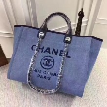 Imitation Chanel Canvas Tote Shopping Bag A68046 Blue JK5804Dl40