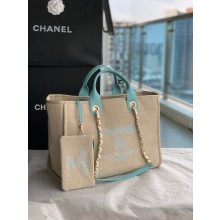 Imitation Chanel Canvas Tote Shopping Bag B66941 Beige&sky blue JK2283sJ18