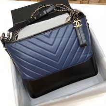 Knockoff CHANEL GABRIELLE Original leather Hobo Bag A93842 blue&black JK5128tU76