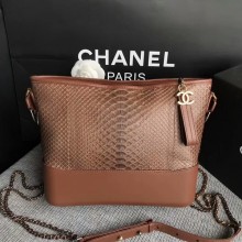 Luxury Chanel Gabrielle Shoulder Bag Original Python Leather A93842 Brown JK5410bE46