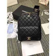 Luxury Chanel Grained Calfskin & Gold-Tone Metal backpack AS0004 black JK4898Px24