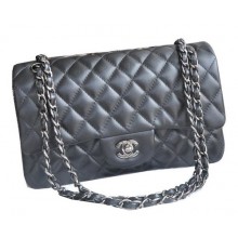 Replica Chanel 2.55 Series Bags Black Sheepskin Leather CHA1112 Silver JK984EO56