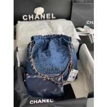 Replica CHANEL 22 HANDBAG Denim AS3260 blue&gold JK2280ui32