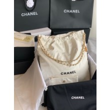 Replica CHANEL 22 HANDBAG Shiny Calfskin & Gold-Tone Metal AS3262 white&black JK2394BB13