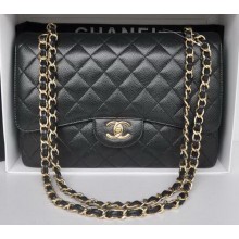 Replica Chanel Jumbo Double Flaps Bag Black Cannage Pattern A36097 Gold JK199ij65